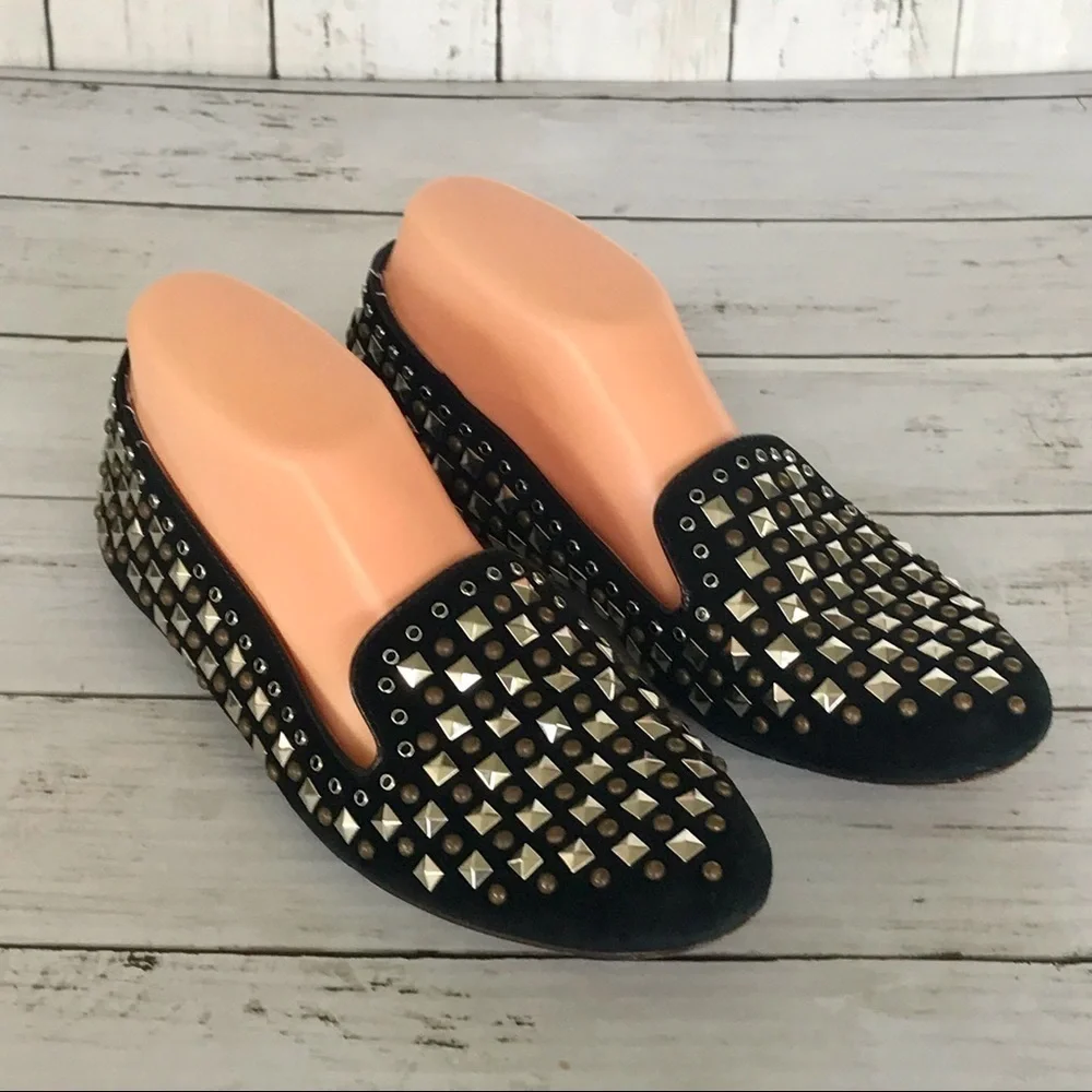 J. Crew Studded Black Suede Flats